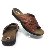 Michel M Cariboo Brown Leather Woven Open Toe Slip On Sandals Womens 8M - £14.04 GBP