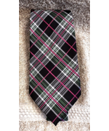 Ben Sherman Men's Green Black & HOT PINK Plaid 100% Silk Necktie Neck Tie - $29.69