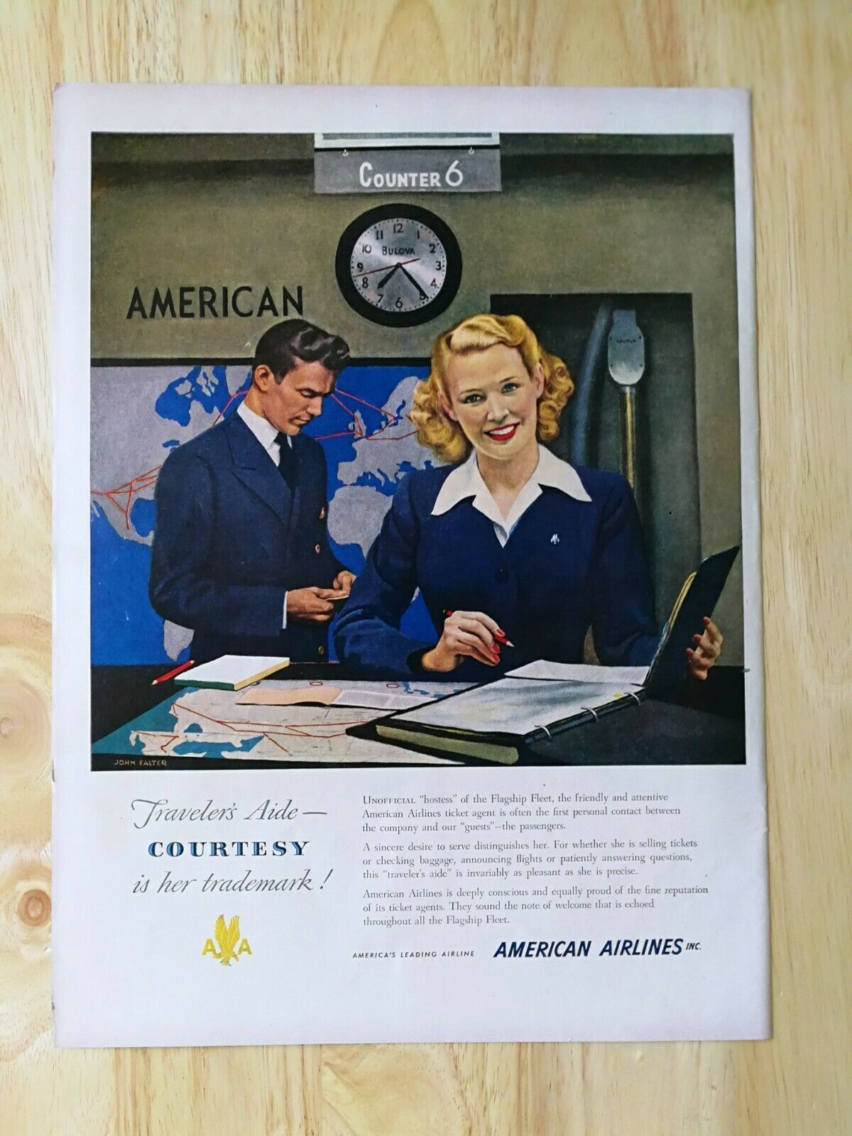 Primary image for Vintage 1951 American Airlines Hostess Full Page Original Ad - 921