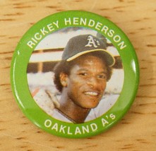 1984 Pinback Button Fun Foods #17 MLB Baseball Rickey Henderson Oakland A&#39;s - $14.74