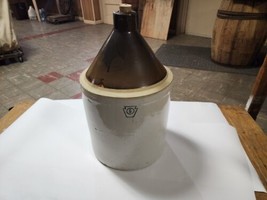 Vintage 5 Gallon Brown &amp; Cream-Colored Stoneware Jug Marked with a Keystone - $139.99
