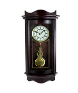 25 Inch Chiming Pendulum Wall Clock Chocolate Cherry Finish - £116.42 GBP