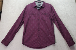 Eighty Eight Platinum Dress Shirt Mens Large Purple Polka Dot Collar Button Down - £14.44 GBP