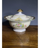 Vintage Meito China Japan Hand Painted Floral Footed Covered Sugar Bowl - £21.69 GBP