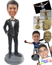 Personalized Bobblehead Groomsman In Formal Outfit With Both Hands In Pocket - W - £72.74 GBP