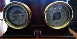 Maritime Brass Ships Clock &amp; Barometer on Wood Stands - £927.90 GBP