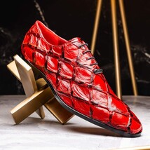 Olivieri Genuine Pirarucu Exotic Lace up Oxford Shoes Red image 6