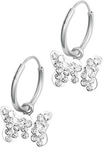 Hypoallergenic Sterling Silver Crystal Butterfly Tiny Hoop Earrings For ... - $57.61