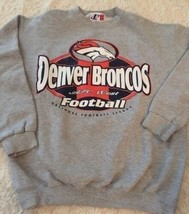 Denver Broncos Football Boys Gray Long Sleeve Sweatshirt Blue Orange MEDIUM - $9.31