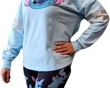 Young Girl&#39;S Light Blue Long Sleeve Sweatshirt With Disney Stitch Aloha - $35.92