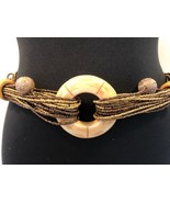 Chicos MIxed Bronze Tone Metal Stones Textured Carved Chain Belt  41&quot; Long - $47.85 CAD