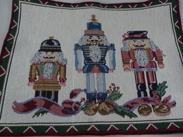 2 Nutcracker Soldiers Christmas Placemats Holiday Tapestry Woven  16 X 12” - £14.24 GBP