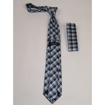 Men's Woven Tie Hankie Set J.Valintin Private Collection R72 Blue Plaid image 2