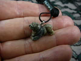 (an-lion-1) LION GRAY MARBLE carving Pendant NECKLACE FIGURINE gem - $8.00