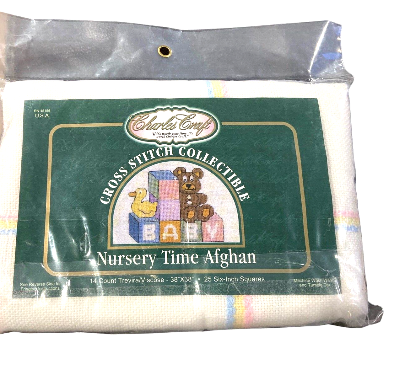 Charles Craft Nursery Time Afghan Cross Stitch Collectible Rainbow 38"x38" NEW - £16.67 GBP