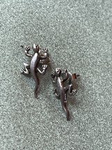 Dainty Nonmagnetic Silver Salamander Lizard w 925 Marked Backs Post Earrings for - £11.90 GBP