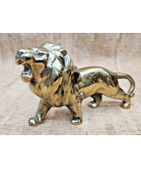 Vintage Solid Cast Brass Roaring Lion Figurine Paper Weight Statue Book End - $3,544.57 MXN