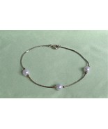 Gold Tone Chain Round Pearl Station Bracelet 7-1/4&quot; 7.25&quot; Womens Jewelry... - £8.59 GBP