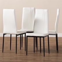 Bowery Hill 18.11&quot; Modern Faux Leather Dining Chair in White (Set of 4) - £177.10 GBP