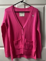 Abercrombie Kids Cardigan Sweater Girls Size XL Hot Pink V Neck Embroidered - £9.58 GBP