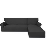 Purefit Super Stretch Sectional Couch, 3 Seat Sofa + 3 Seat Chaise, Dark... - $973.25 MXN
