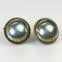 Vintage TAXCO 925 Sterling Silver Oval Earrings 2 Tone Dome &amp; Rope Desig... - $23.12