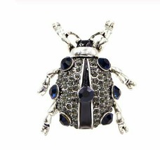 Vintage Look Silver Plated Black Beetle Brooch Suit Coat Broach Collar Pin B10 - £15.81 GBP