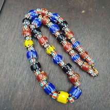 Vintage Chevron Venetian Style Multilayers Glass Beads Necklace 15mm MCH-2 - £45.66 GBP
