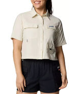 Columbia Women&#39;s PFG Open Water Short Sleeve Snap Button Shirt Tan XS Bo... - $34.49 CAD
