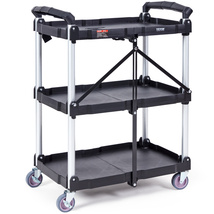 VEVOR Foldable Utility Service Cart, 3 Shelf 165 LBS Heavy Duty Plastic ... - $83.90