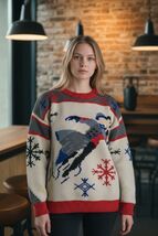 VTG 1988 Berek Cardigan Sweater Figure Skating Embroidered Wool Hand Kni... - $117.60