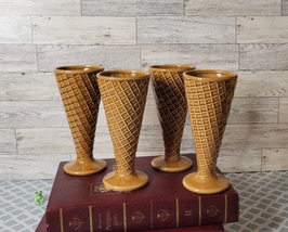 Betty Utley Ice Cream Cone Sundae Cups Set of 4 Japan Sugar Waffle 1970s vintage - £44.38 GBP