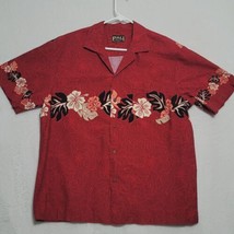 Pali Collection Mens Shirt Sz L Large Red Short Sleeve Floral Hibiscus Hawaiian - £26.95 GBP