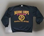 Vtg US Marine Corps Crewneck Sweatshirt Black L Pride Hard To Hide USA  ... - $19.75