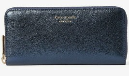 Kate Spade Spencer Slim Continental Wallet Metallic Navy Leather PWR00187 NWT - £55.55 GBP