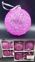 8 Isaac Mizrahi Candied Sugar Ball Ornaments Christmas Easter Orchid Purple-pink - $35.97