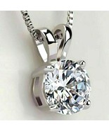 14K Plaqué or Blanc 1 CT Coupe Ronde Solitaire Moissanite Pendentif Sans... - $1,780.77 MXN