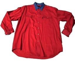 Roper Long Sleeve Shirt Mens Western Denim Collar Sz Large Starched Cowboy - £9.20 GBP