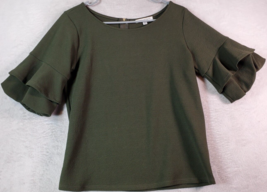Green Envelope Blouse Top Womens Size Medium Green Polyester Round Neck Back Zip - £7.93 GBP