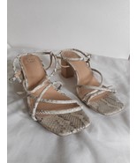 A New Day Women&#39;s 2.5&quot; Strappy Buckle Heels Sandals Faux Snake skin ankl... - $294.85 MXN