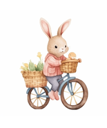 Brown Bunny riding a Bicycle - Childrens Art - £3.93 GBP
