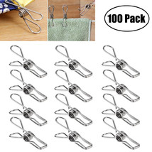 100pcs Multipurpose Stainless Steel Clips Clothes Pins Pegs Holders Clothin - £25.48 GBP