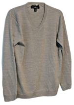 Pronto Uomo Mens Pullover V-Neck Sweater 100% Extra Fine Merino Wool Gra... - €8,51 EUR
