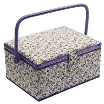 Medium Sewing Basket With Accessories Sewing Storage Box With Supplies D... - £49.24 GBP