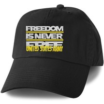 FREEDOM IS NEVER FREE ARMY EMBROIDERED BLACK MILITARY HAT CAP - £27.84 GBP