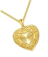 10K 14K 18K Solid Gold Personalized Heart Locket - £264.38 GBP
