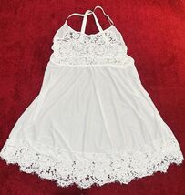 3XL Vintage Full Slip Nightgown Lace Trim White 1960s XS Nylon Stretch W... - $6.80