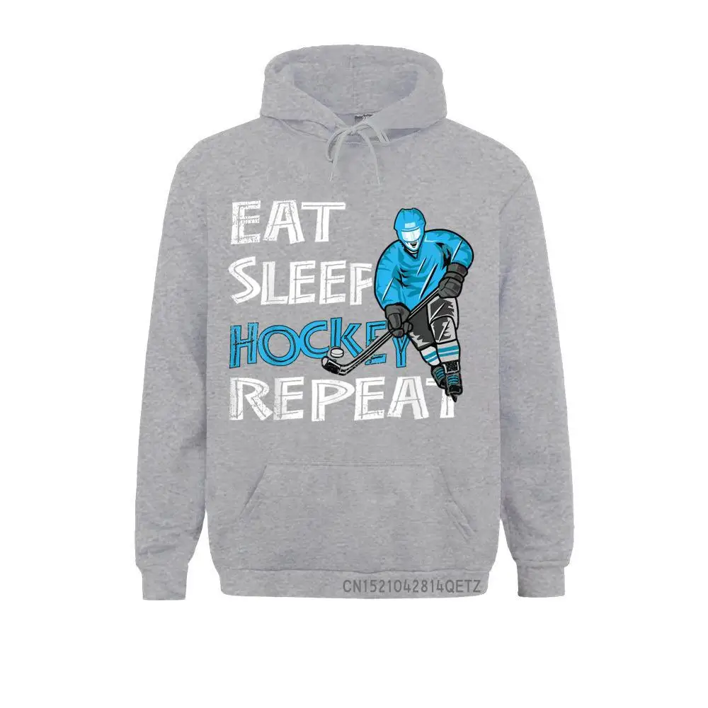 Eat Sleep Hockey Repeat Top For Boys And Men Funny Chic Long Sleeve Hoodies Men  - £136.25 GBP