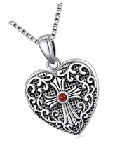 Heart Shaped Cross Locket Necklace That Holds 2 to - £141.60 GBP