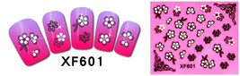 Nail Art 3D Stickers Stones Design Decoration Tips Flower White Black XF601 - £2.26 GBP